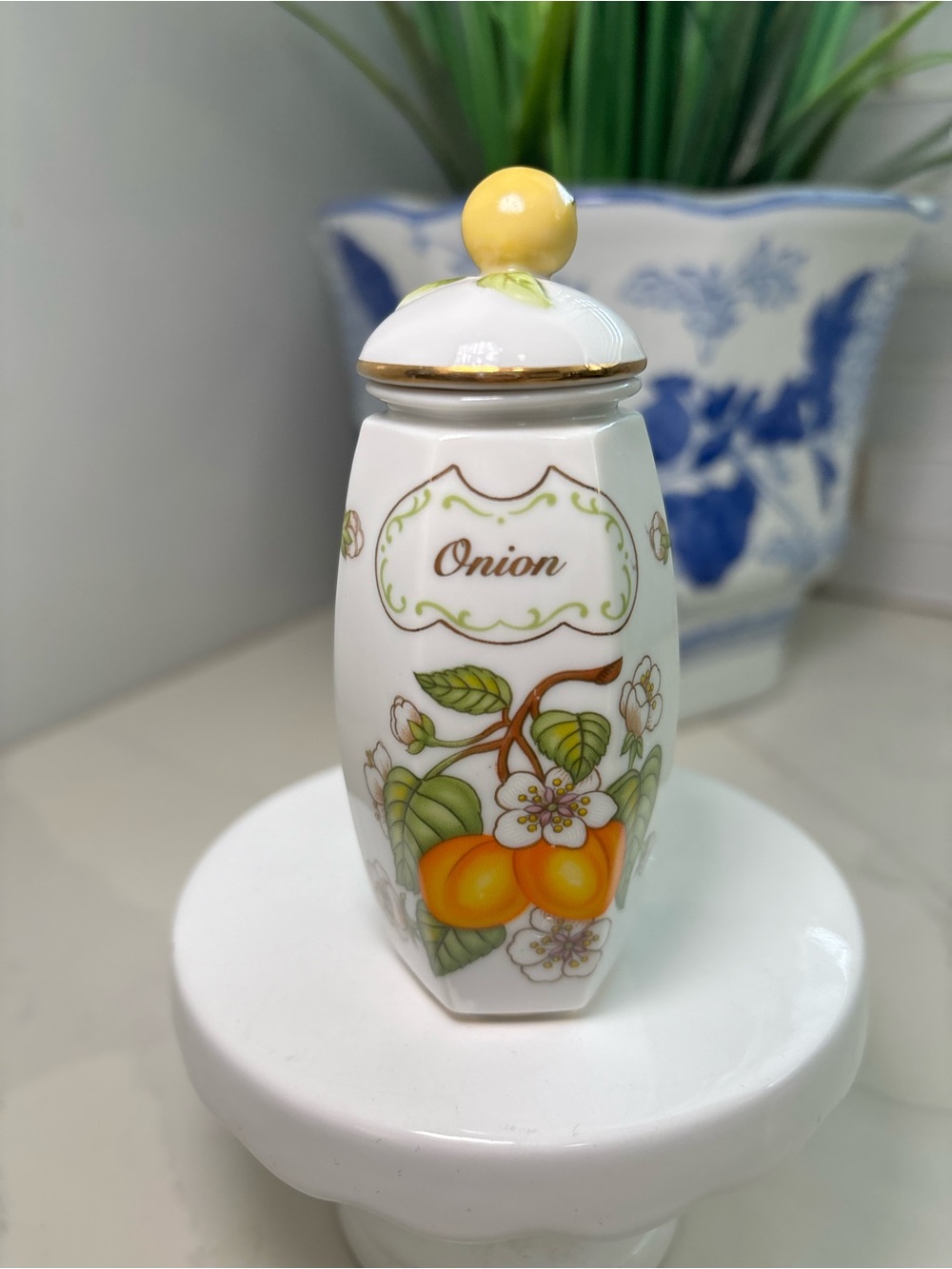 VTG 1994 Lenox Orchard Spice Jar ONION Fine Porcelain Replacement Lid Complete